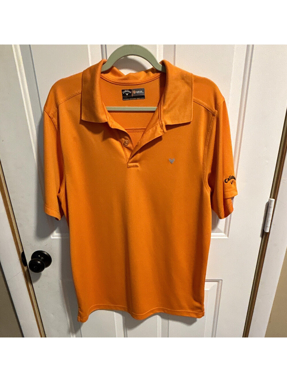Callaway Opti-Dri Men's L Orange Solid Golf Moisture Wicking Polo Logo